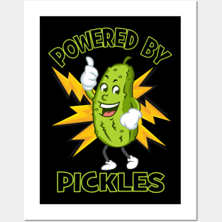 Funny Powered By Pickles Great Pickle Lover Gift Idea Posters and Art